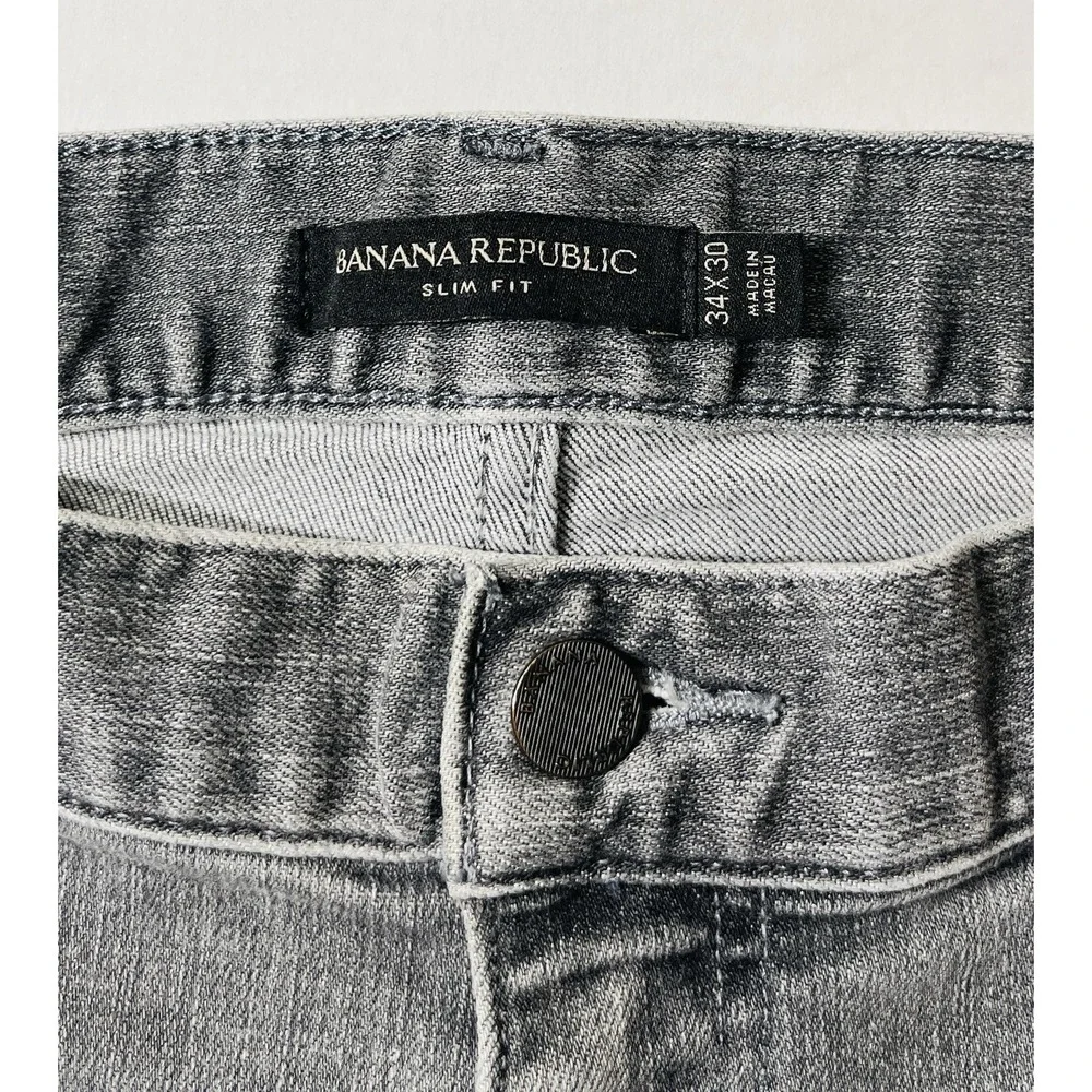 Banana Republic Jeans Men's 34x30 Gray Slim Fit Stretch Grunge Emo Mallsoft‎